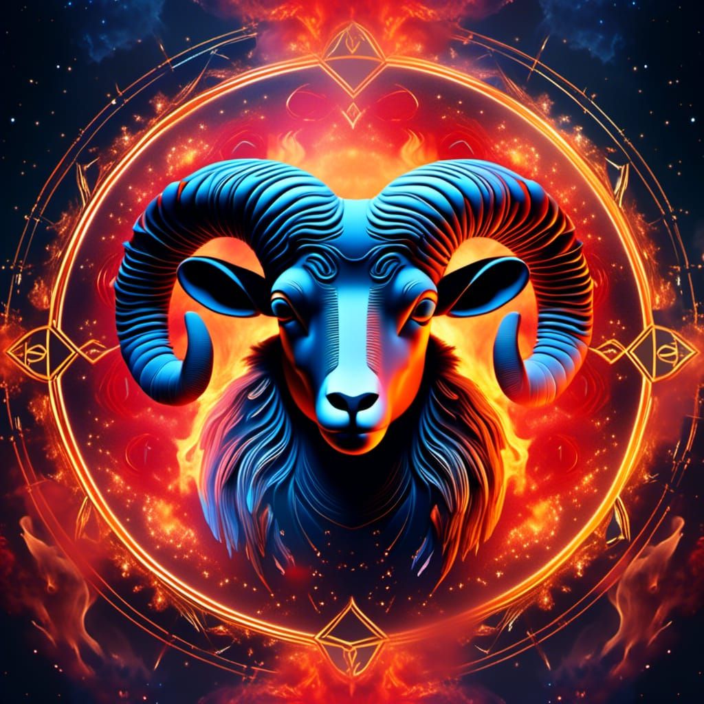 Aries Zodiac Sign in Fiery Cosmic Illustration