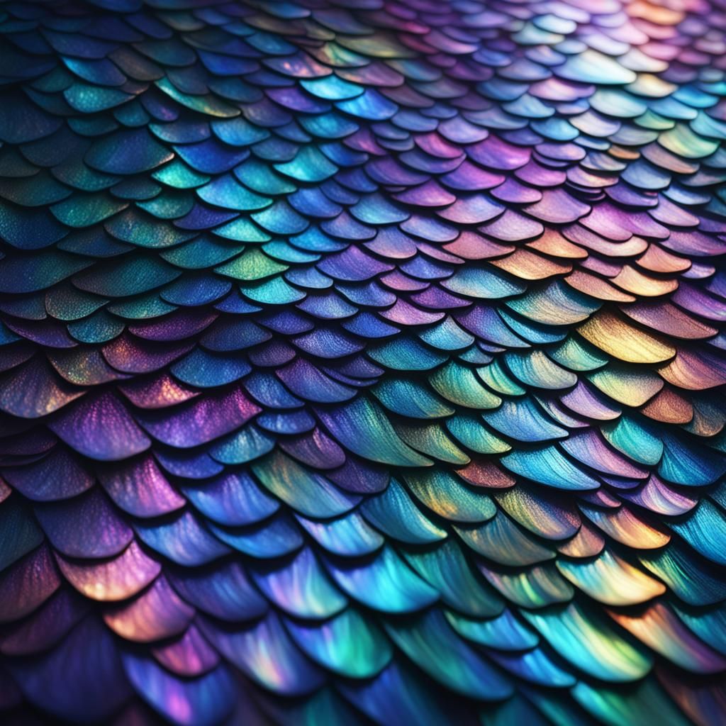 Lustrous Iridescent Dragon Scales in Fantasy Art