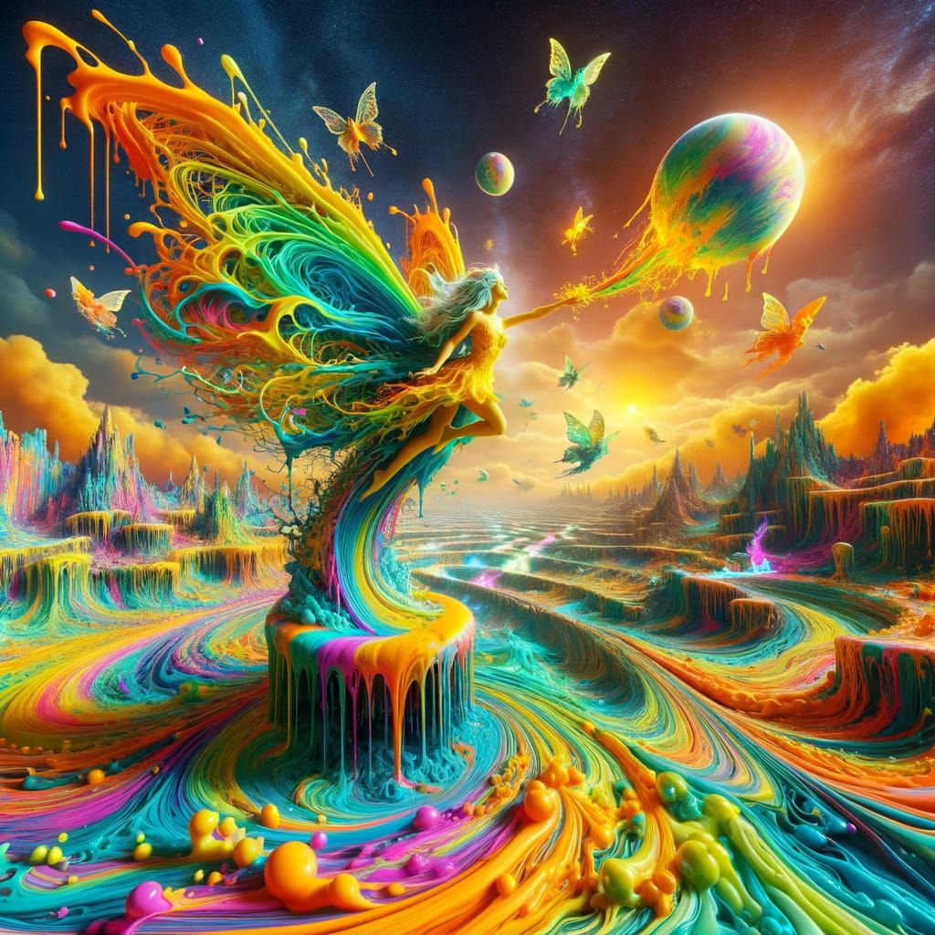 Psychedelic Pixie Rides Melting Serpent River