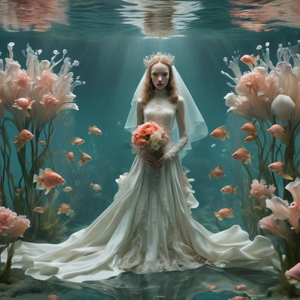 Underwater Wedding Scene in Surreal Style