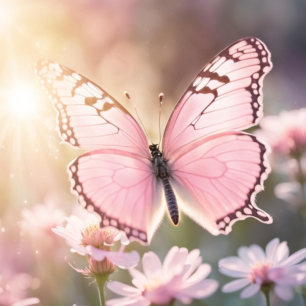 Soft Pink Butterfly in Heavenly Sunshine