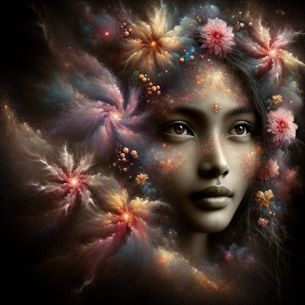 Celestial Woman: A Surreal Galaxy Portrait