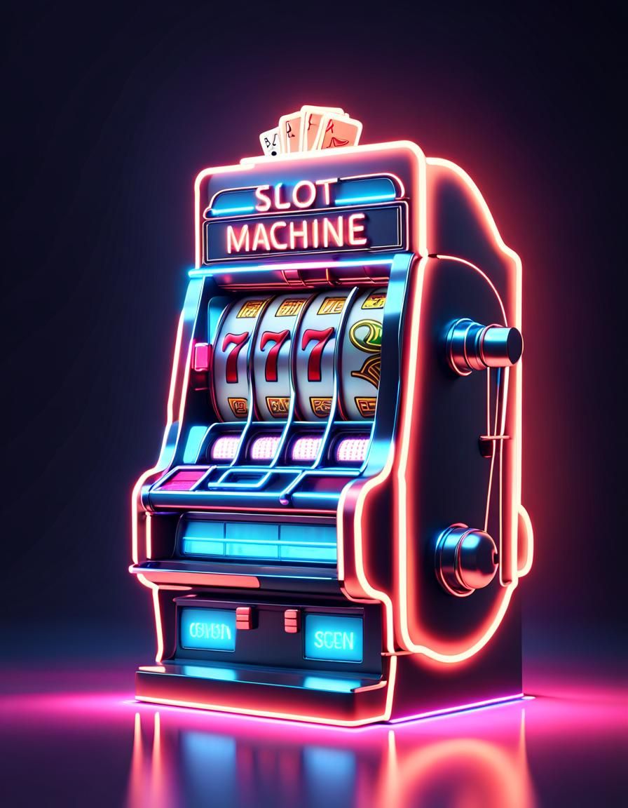 Futuristic Neon Slot Machine Illustration