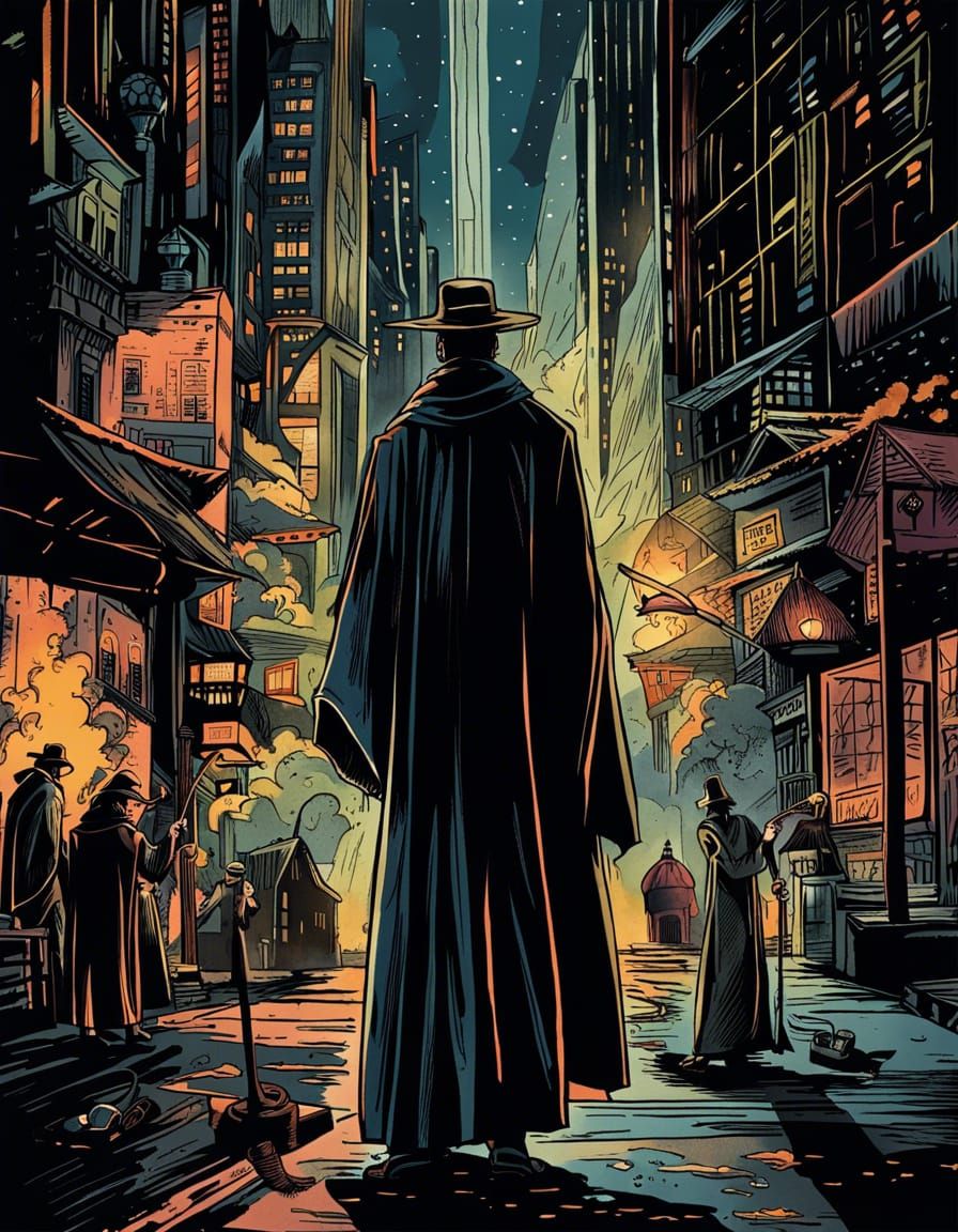 Anime Villains Fight in Dark Cyberpunk City