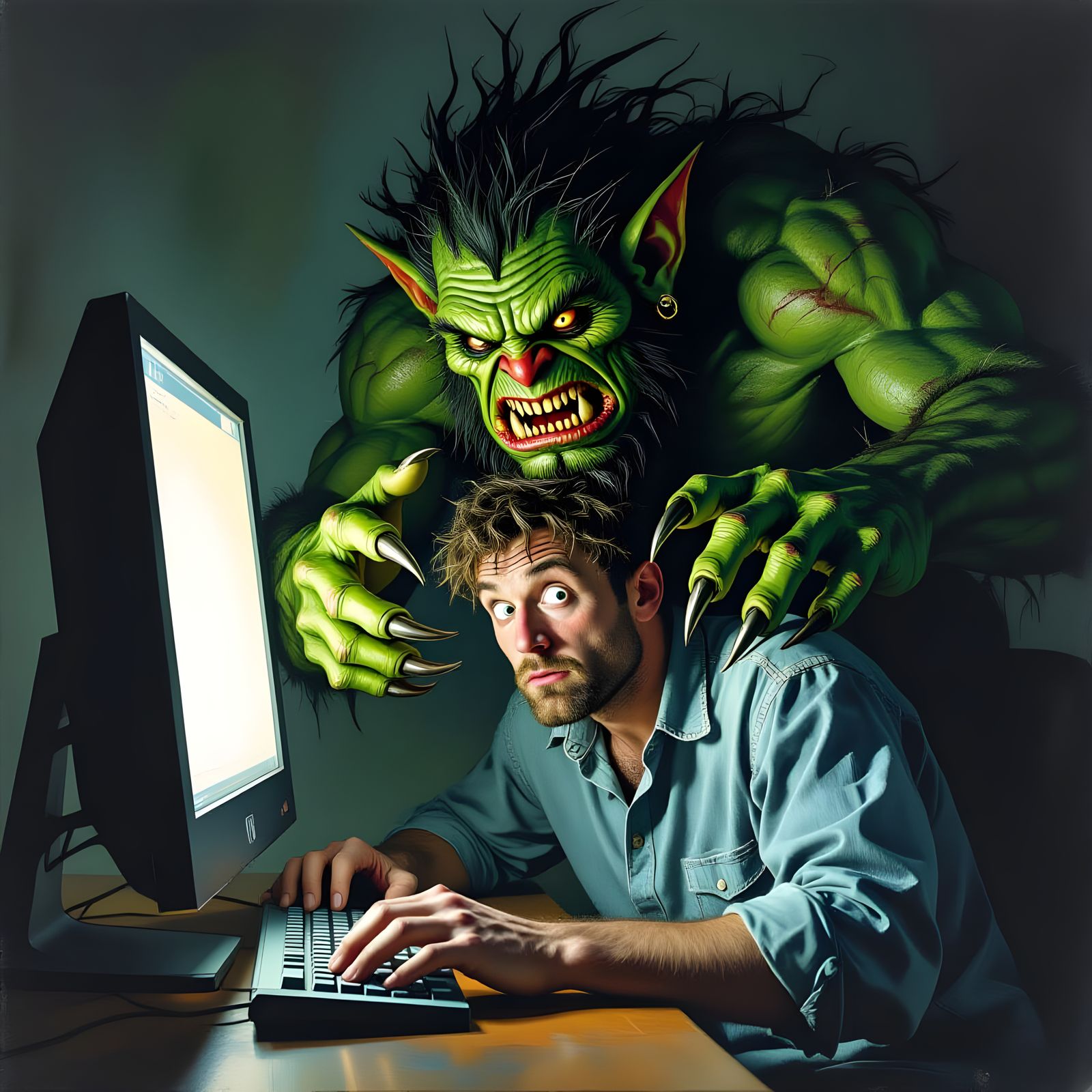 Terrifying Troll Emerges from Computer Screen