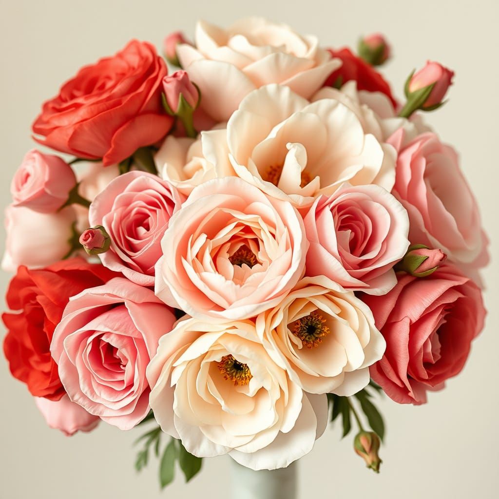 Romantic Floral Bouquet in Art Nouveau Style