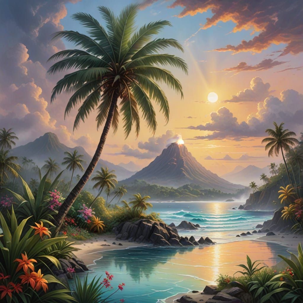 Ethereal Fantasy Landscape in the Style of Thomas Kinkade