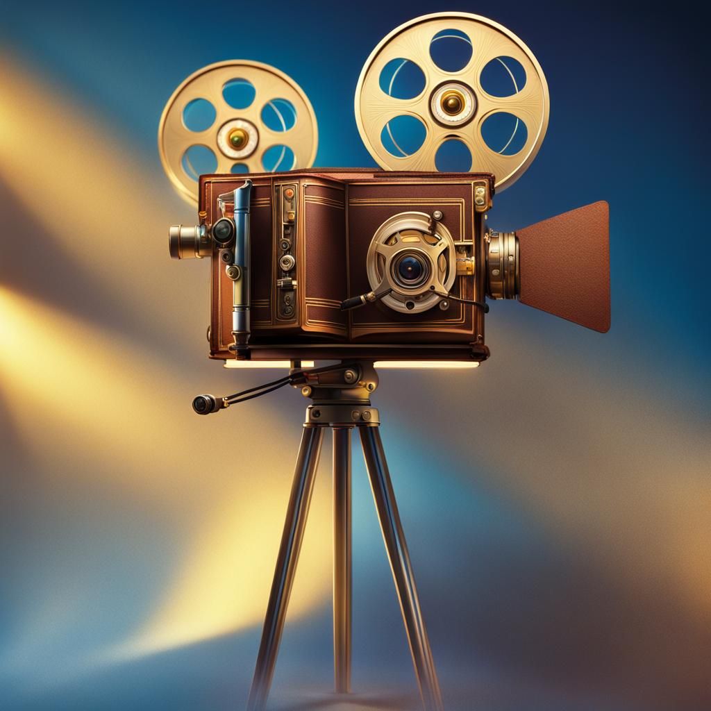 Movie Projector Resembling Open Book: Hyperrealistic Concept...