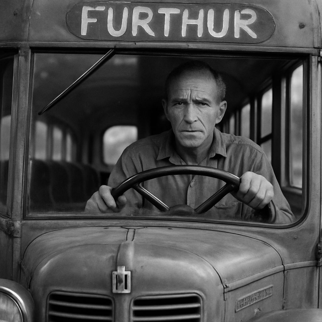 Neal Cassady Drives Furthur Bus: Black and White