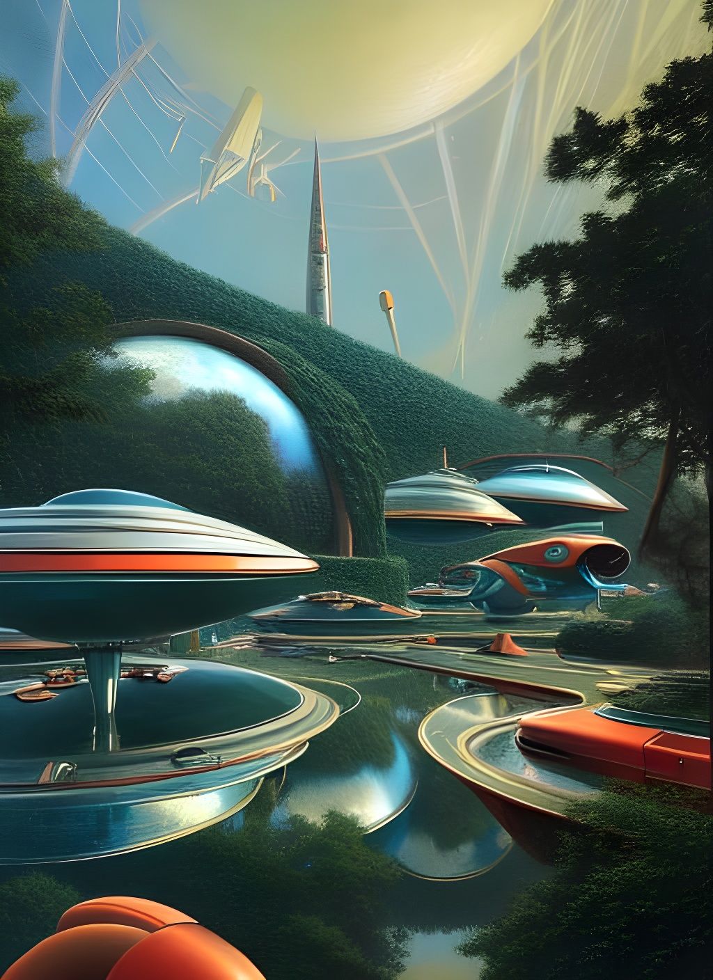 Retrofuturistic Tomorrowland: Hyperrealistic Sci-Fi Art