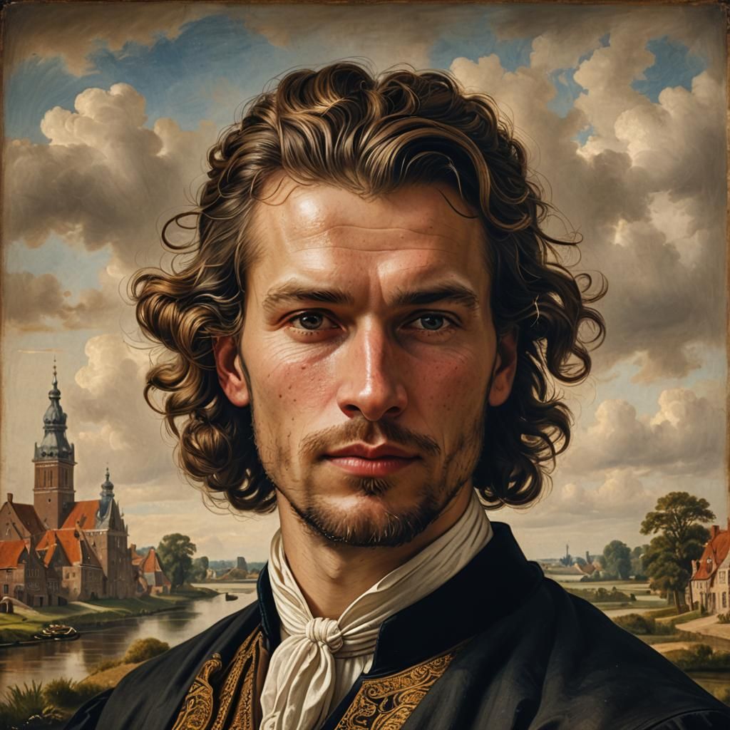 Dutch Golden Age Portrait in Rembrandt Style