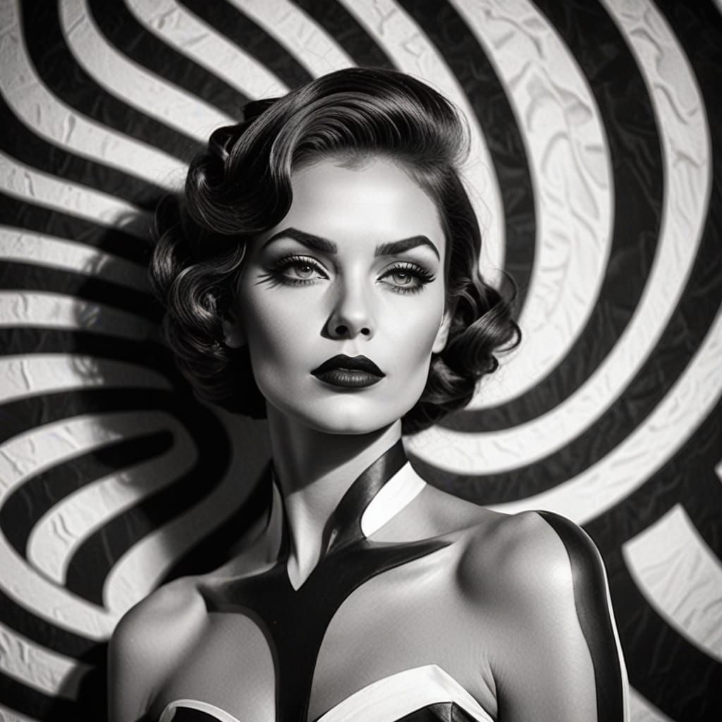 Vintage Glamour Portrait in Black and White