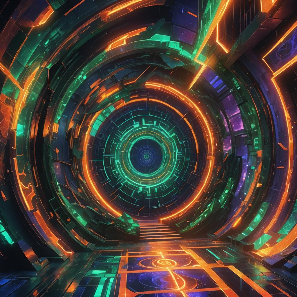 Mystical Portal Swirls with Neon Energy