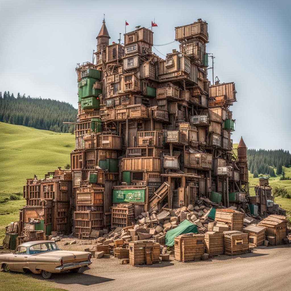 Unique Wooden Castle Built from Recycled Materials