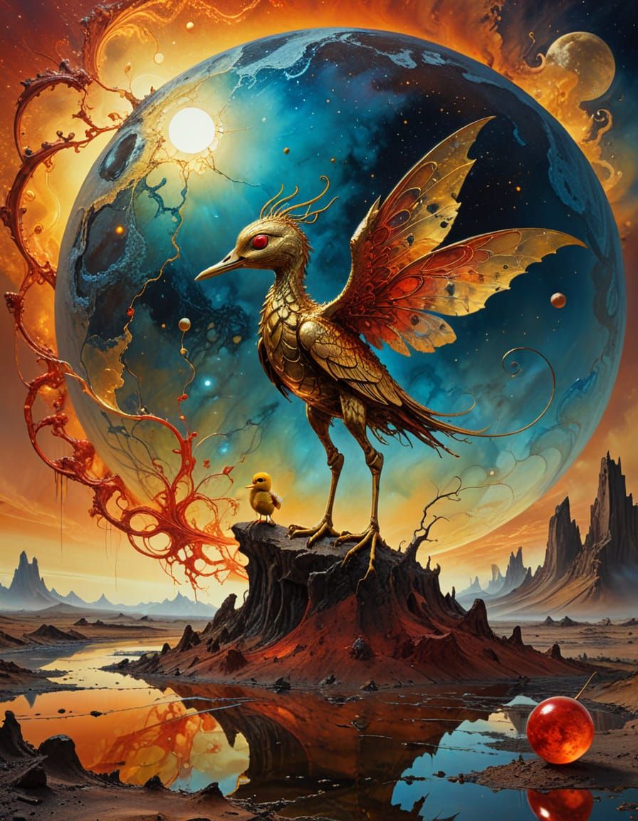 Surreal Angel Demon on Lunar Base as Dreamlike Painting