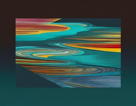 Dynamic River in Colorfield Painting Style