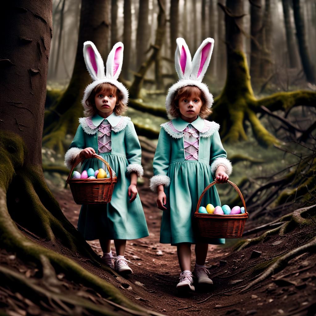 Easter egg hunt in the creepy forest