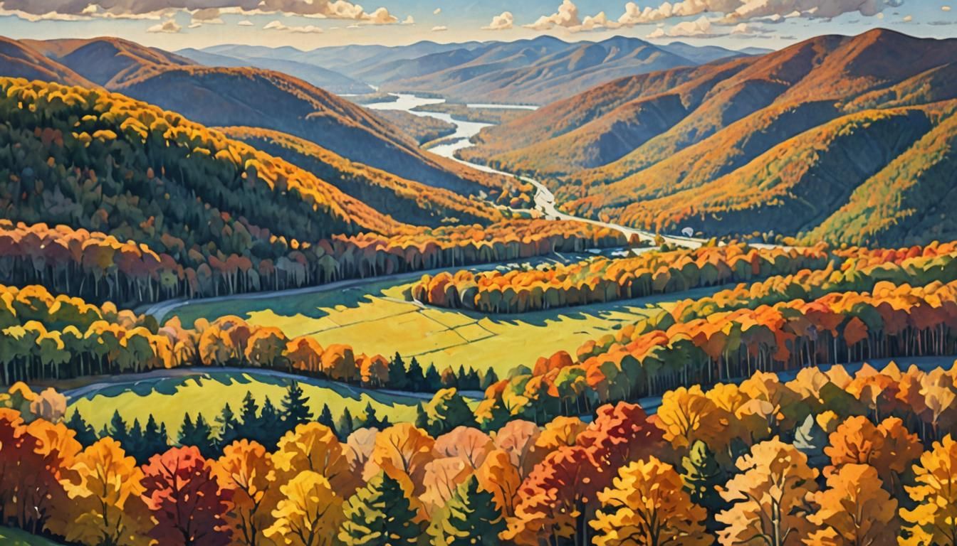 Vermont Indian Summer Impressionist Landscape Painting