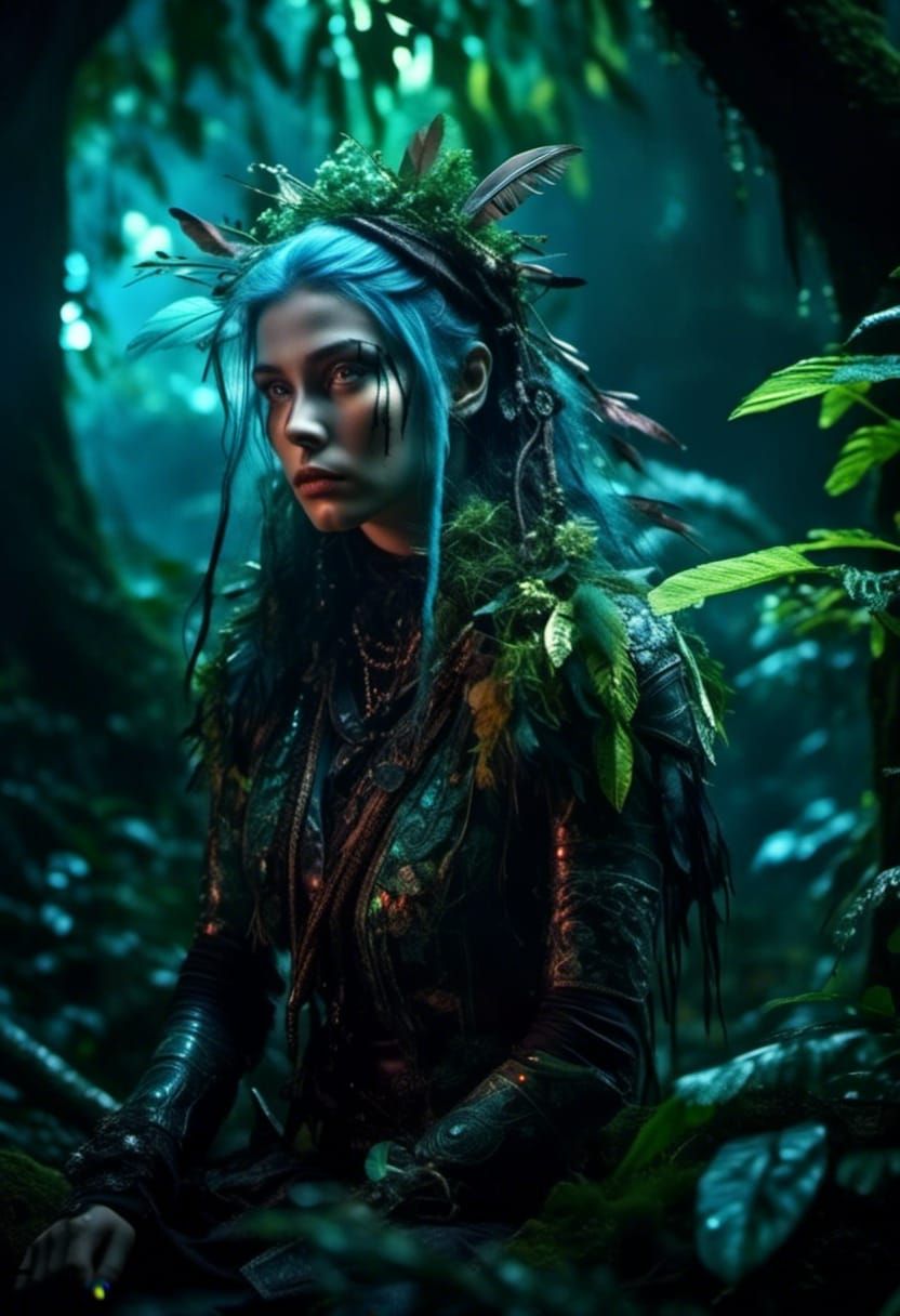 <lora:Dark fantasy realism:1.0> "Half elf half human hunter,...