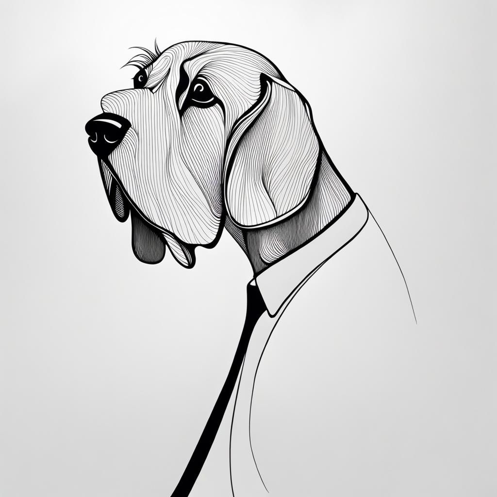 Minimalist Single Line Dog Silhouette Drawing