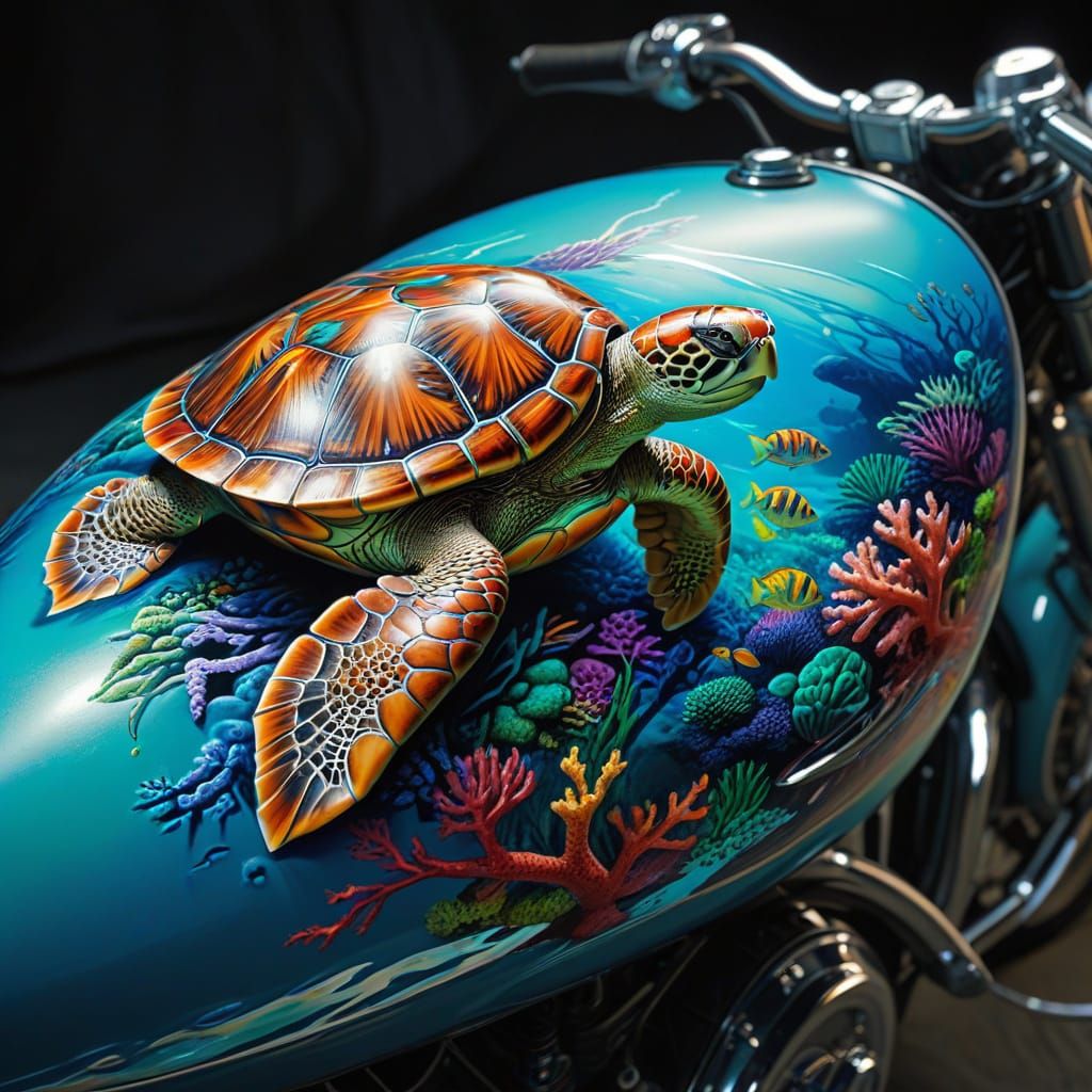 Turtle's Reef Ride: Airbrush Art Adventure