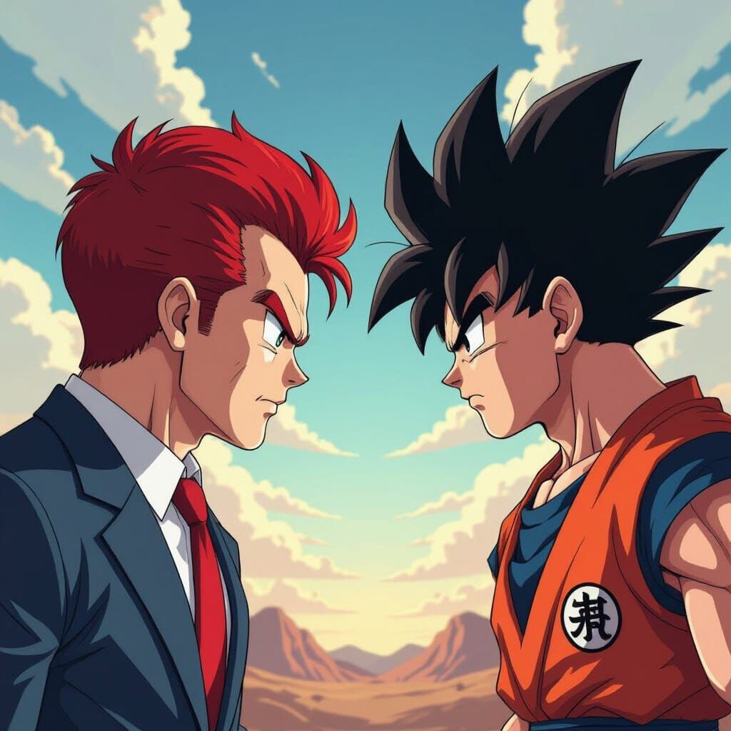 Nixon vs. Goku: Dramatic Manga-Style Showdown