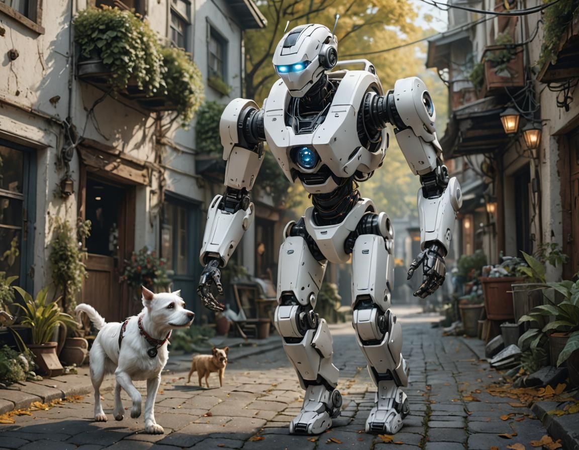 Hyperrealistic Robot Walks Dog: Artstation Unreal Engine