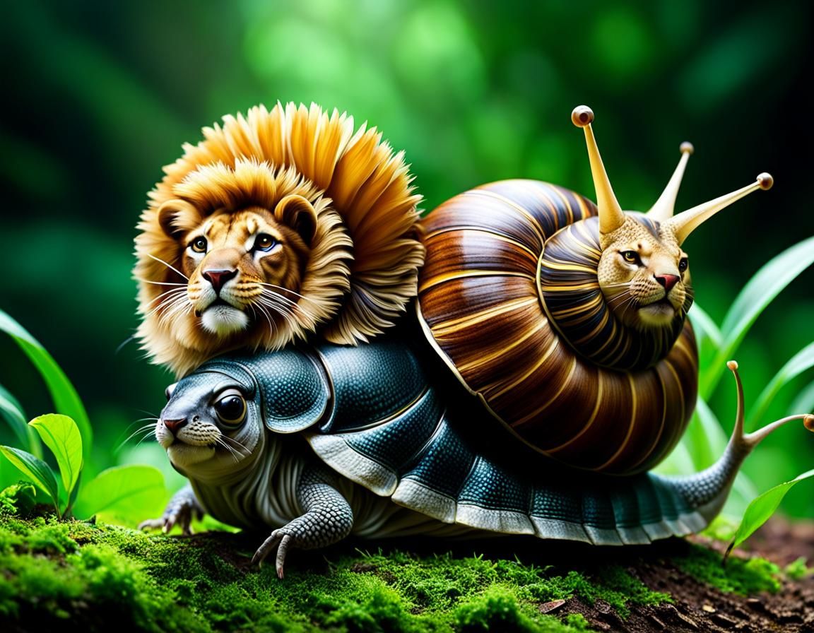 Snail and Lion Animal Fusion