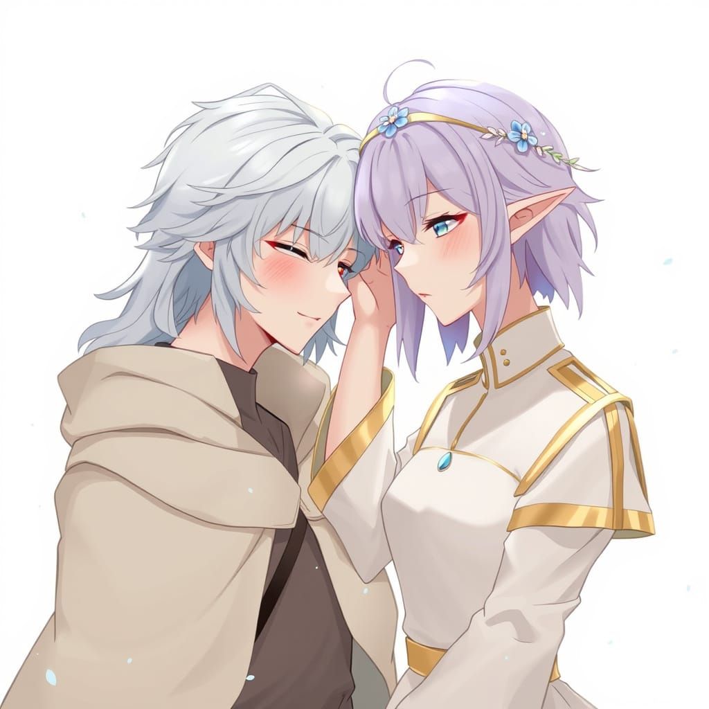 Anime-Inspired Romantic Scene in Soft Pastel Tones