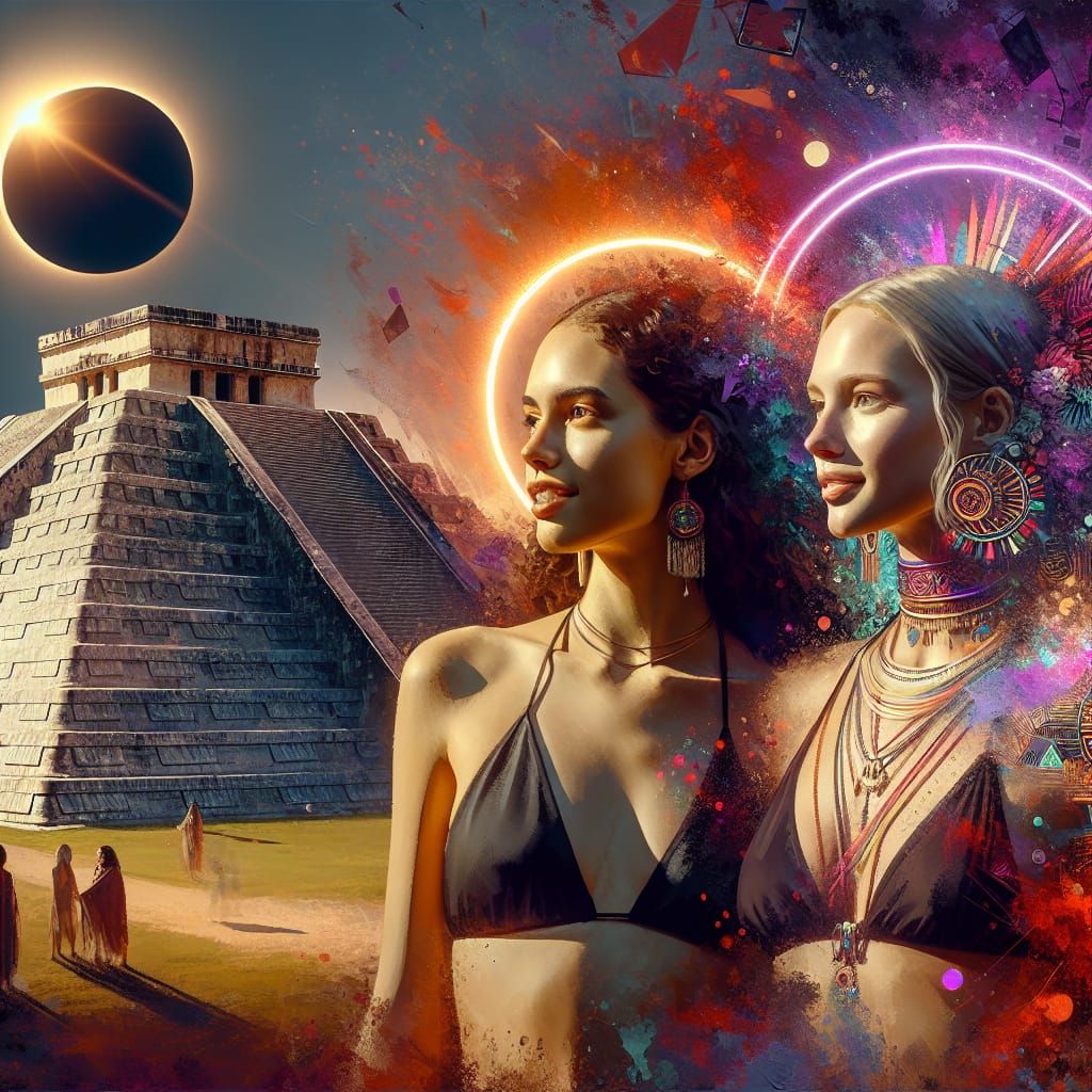 Aztec Pyramids Solar Eclipse: Concept Art Bikini Models
