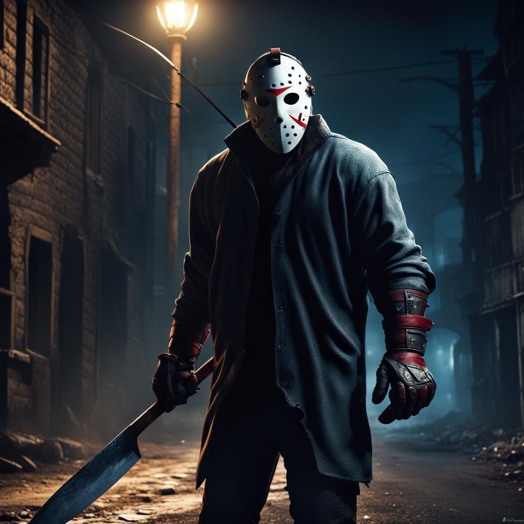 Jason Voorhees Stalks Village in Moonlight