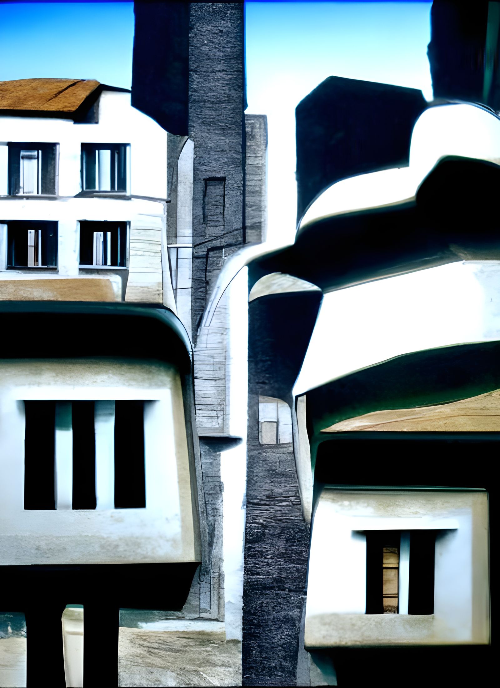 Surrealist Street Scene in Style of Giorgio de Chirico