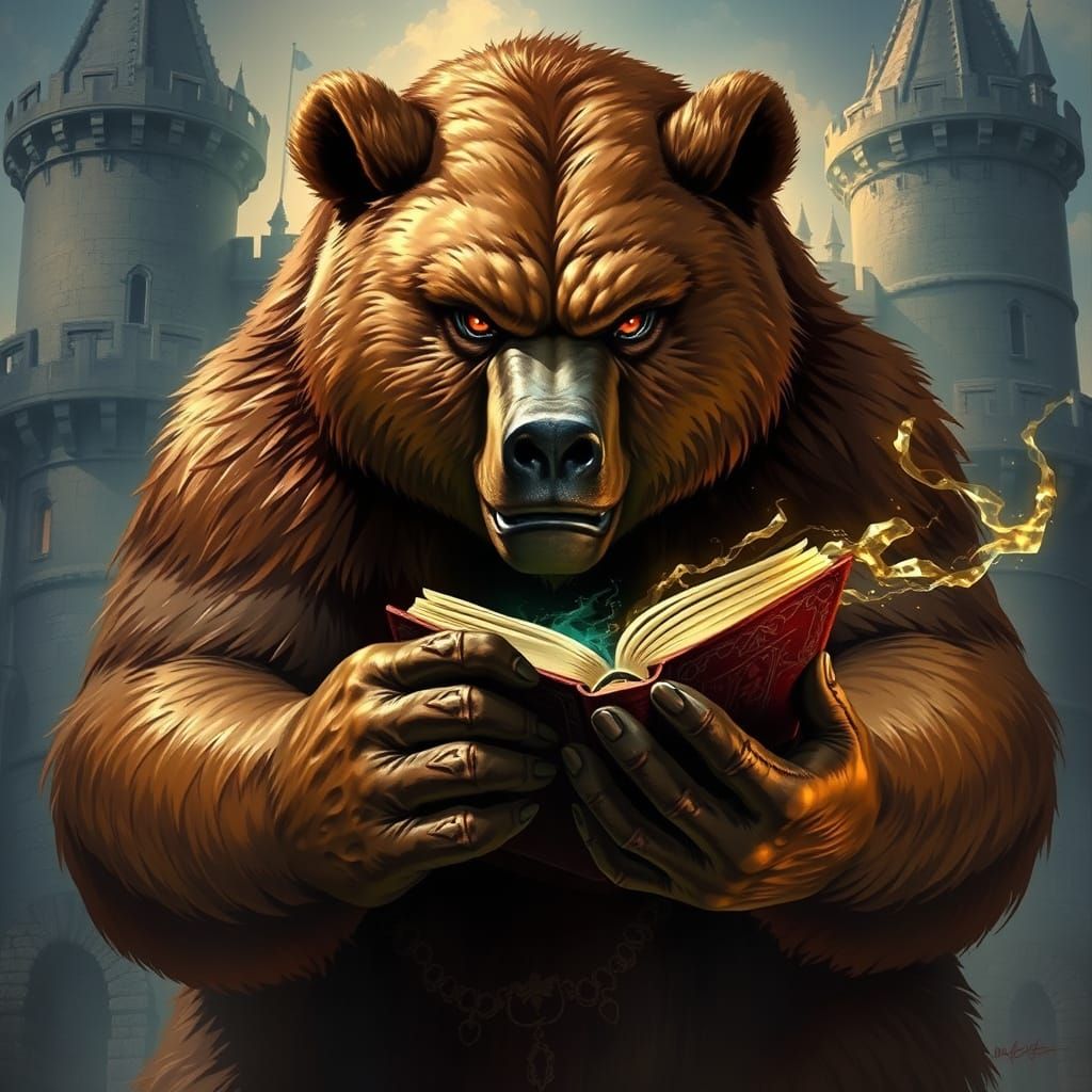 Majestic Bear Guards Castle with Fierce Scowl and Arcane Pow...