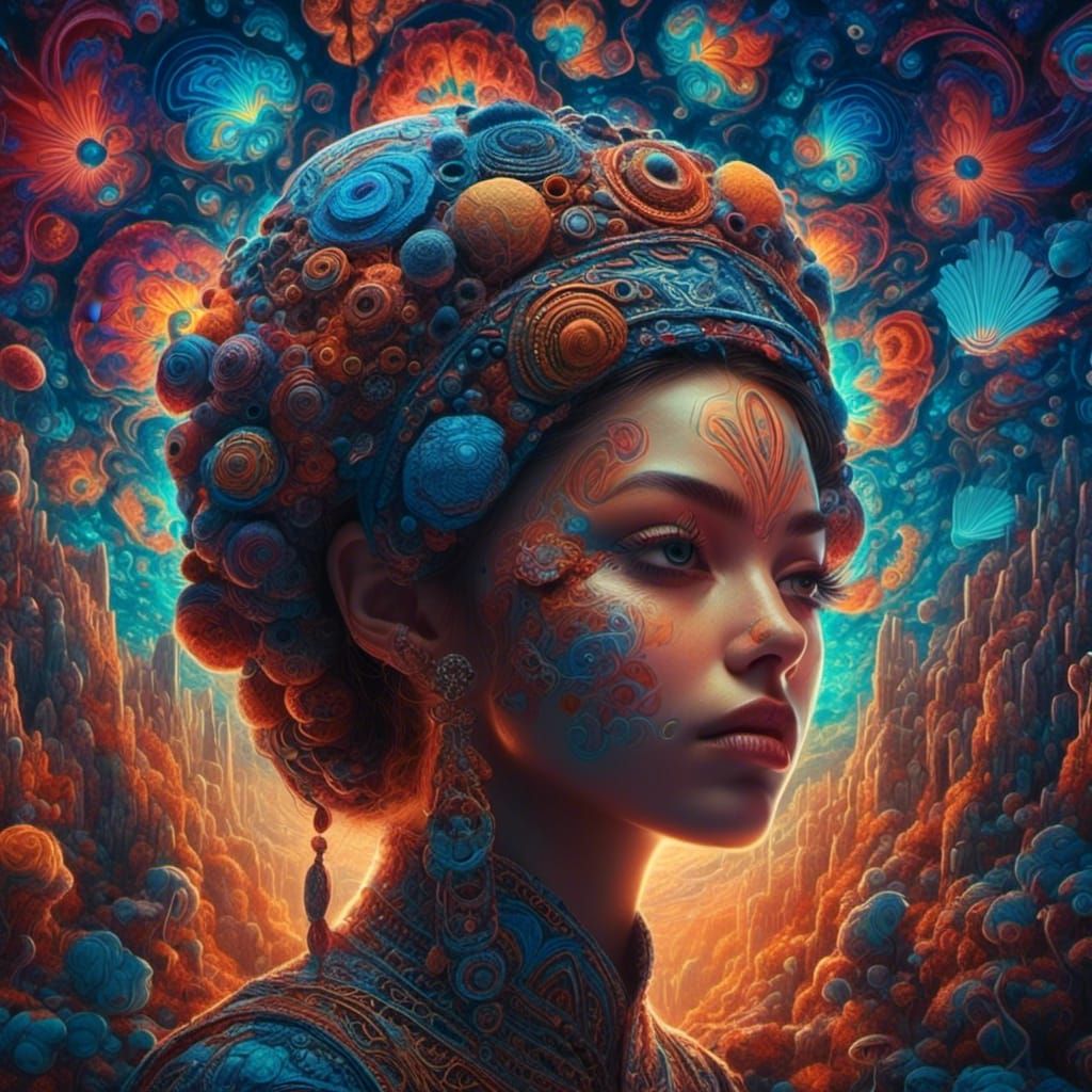 Psychedelic Chola Portrait in Super Hyperrealism