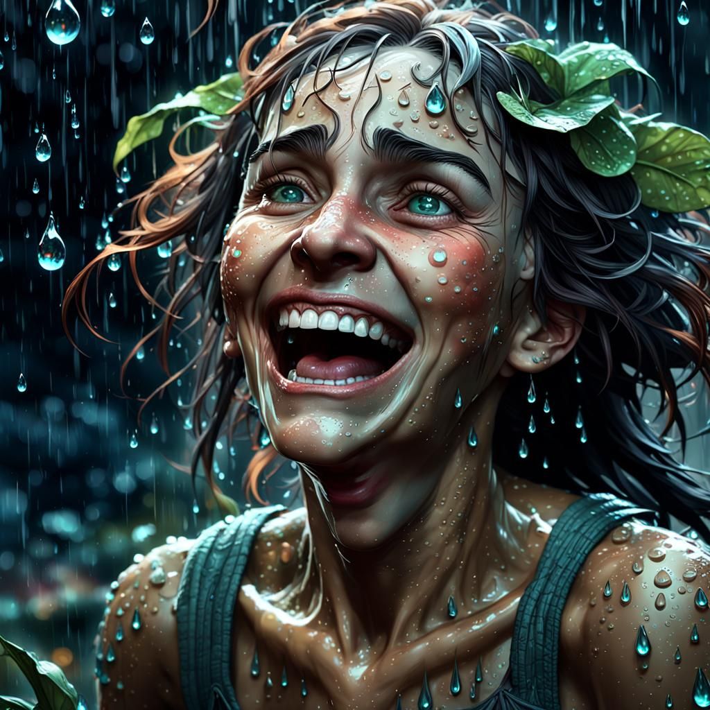 Strange how laughter looks like crying, with no sound. Raindrops taste like tears, without the pain.