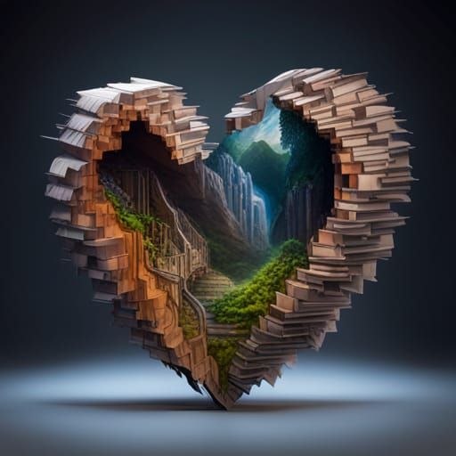 Heart of Ripped Pages: Detailed Fantasy Concept Art