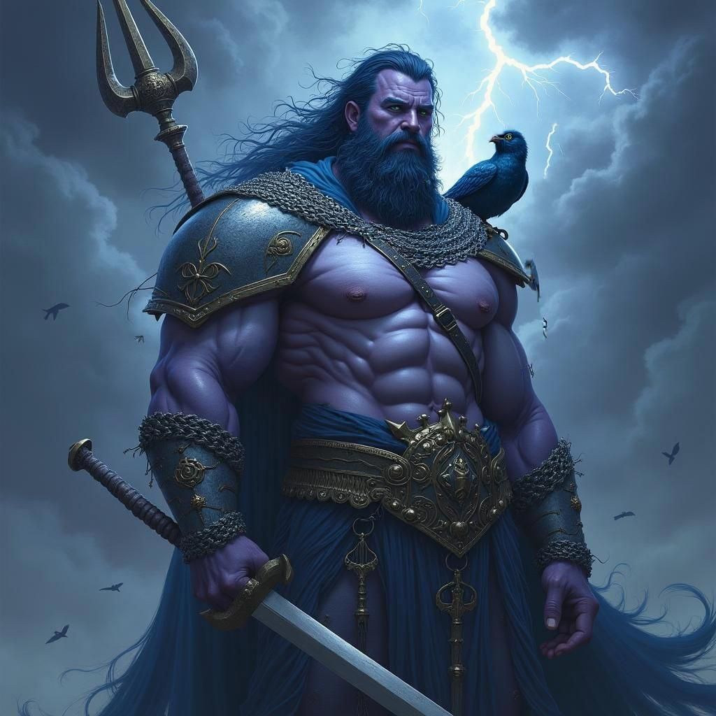 Storm Giant Knight with Electric Blue Bird