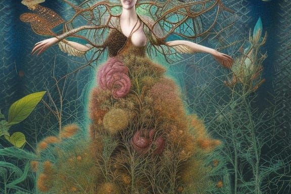 Woman Exploding into Mycelium Network, Forest Exposure