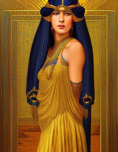 Ornate Portrait of Egyptian Goddess Isis
