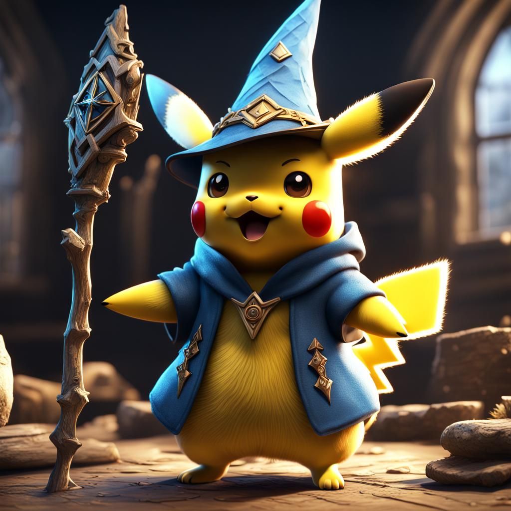 Adorable Wizard Pikachu Fantasy Concept Art