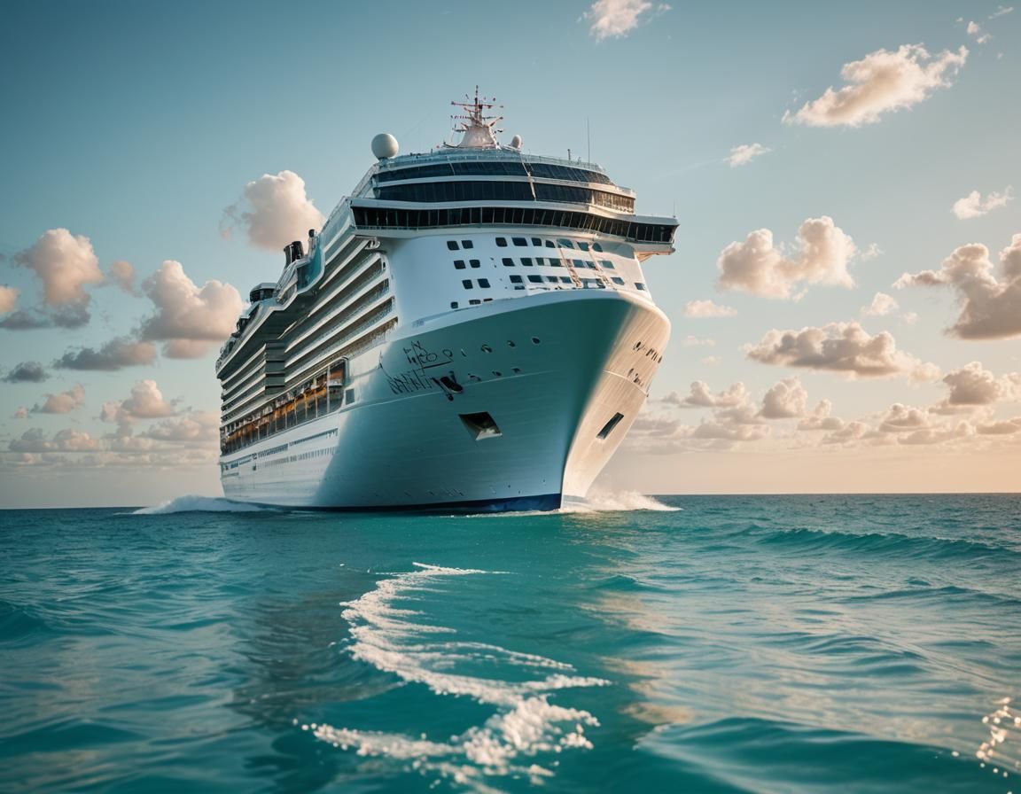 Majestic Cruise Ship on Calm Caribbean Sea