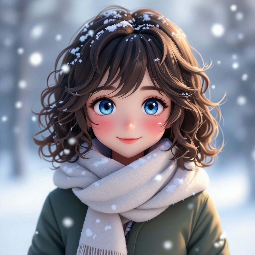 Happy Girl in Winter Gear on Christmas Eve