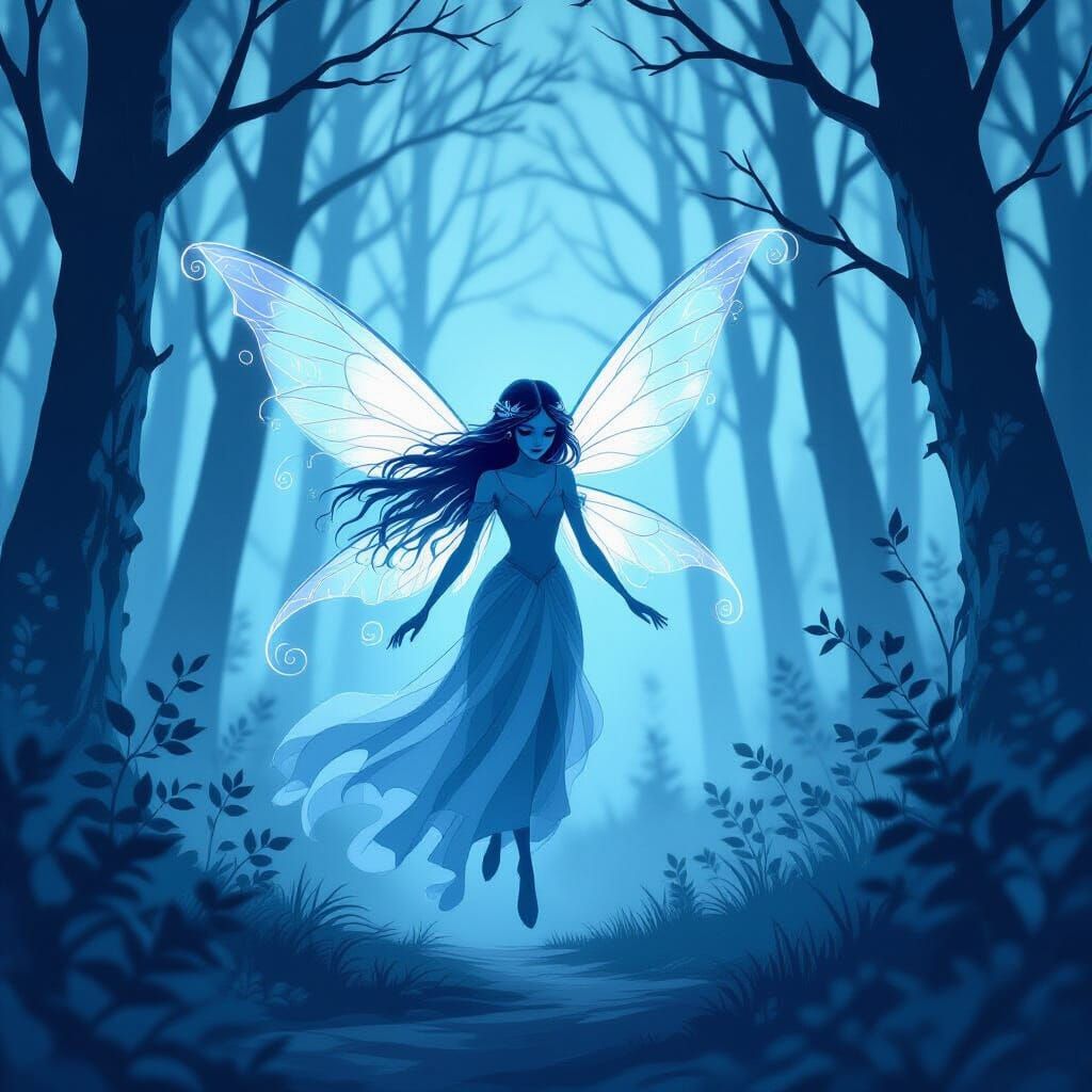 Ethereal Ghost Fairy in Haunted Forest