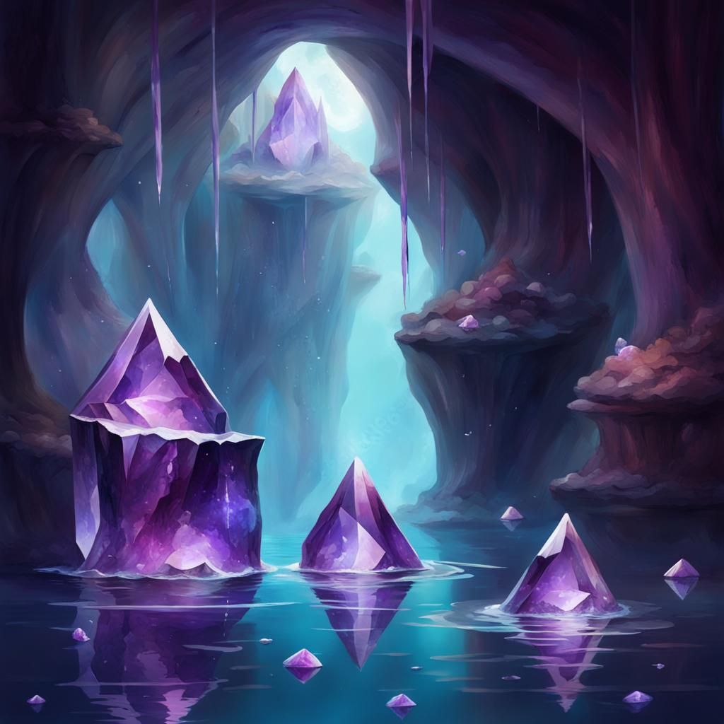 Magic Amethyst Shards and Crystal Serpent