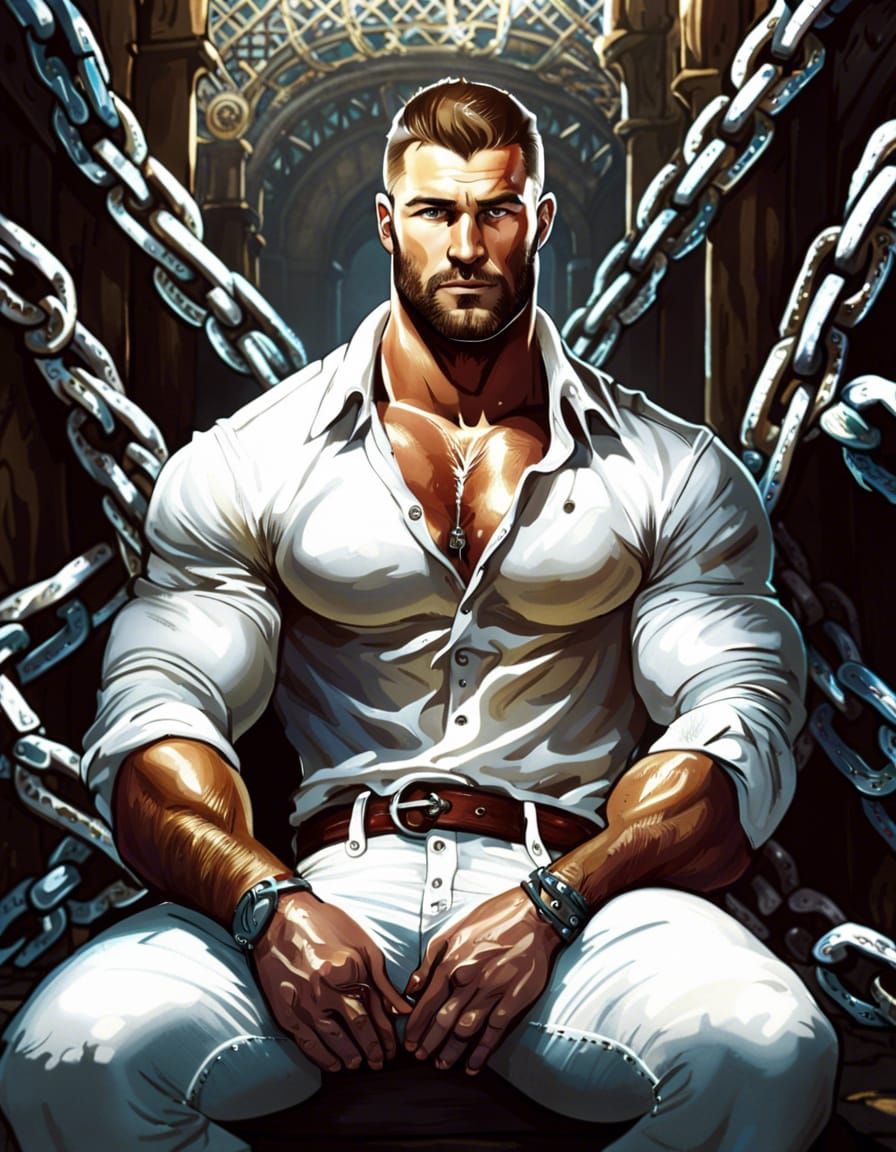 Chained Man in Dungeon: Detailed Matte Painting