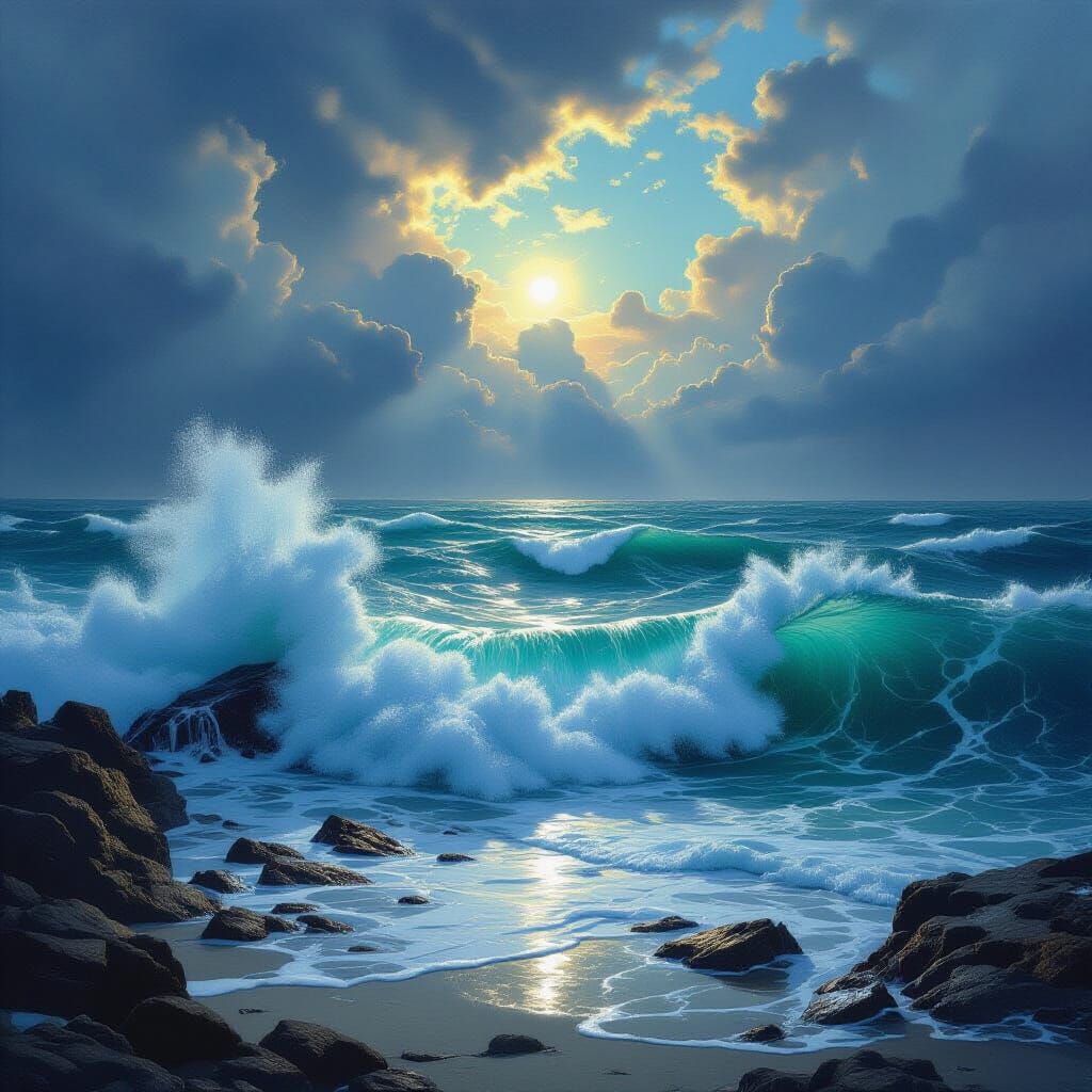 Dramatic Seascape Capturing the Roar of the Deep Sea