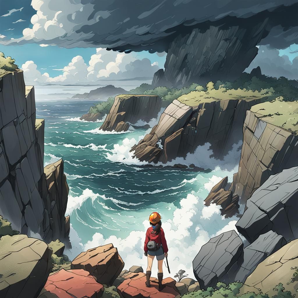 Geologist Observes Landslide in Anime Style