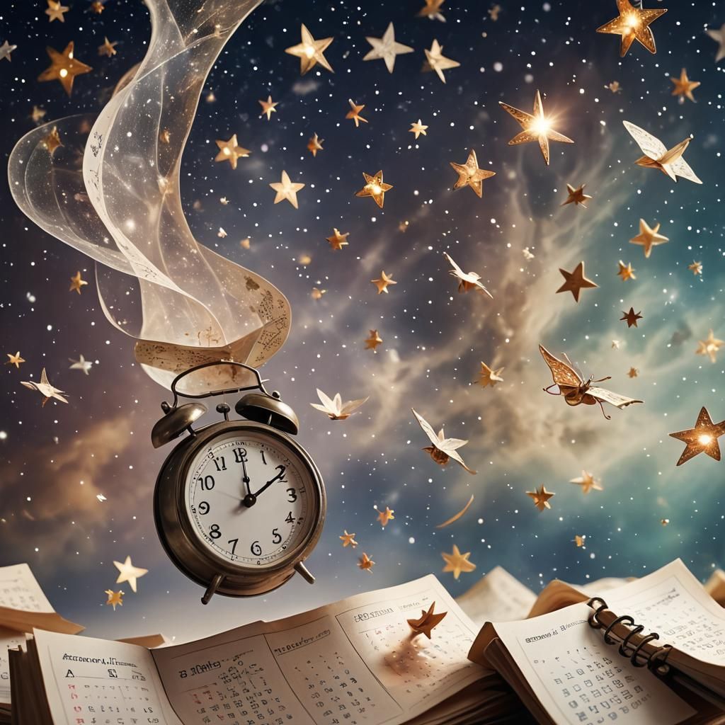 Magical Space Scene of Time Passing