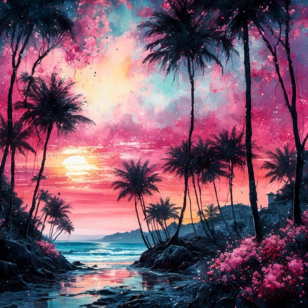 Mediterranean Beach: A Hyperrealistic Watercolor Painting