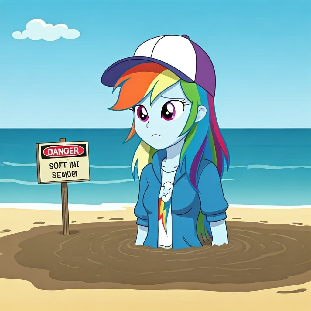 Rainbow Dash Stuck in Mud at the Beach